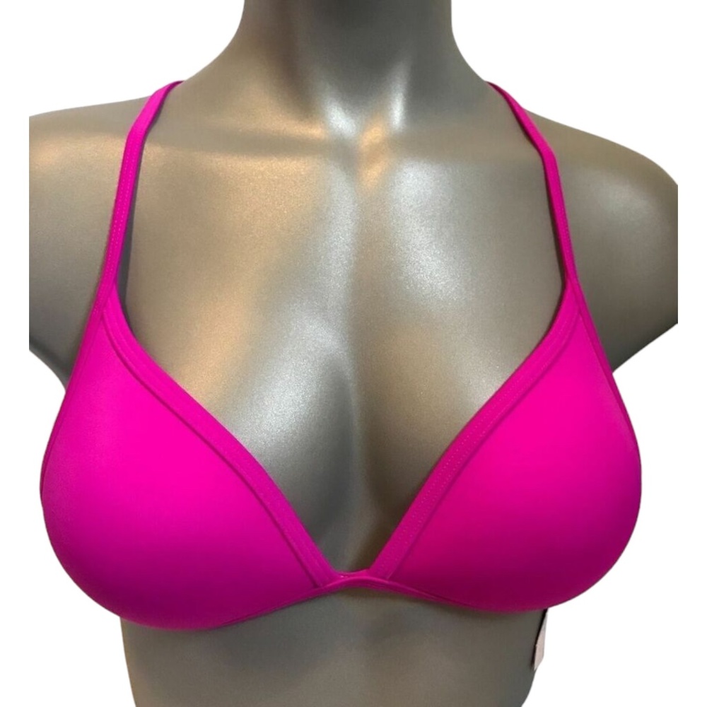 Victoria's Secret PINK Dark Pink Racerback Push-Up Triangle Swim Top M